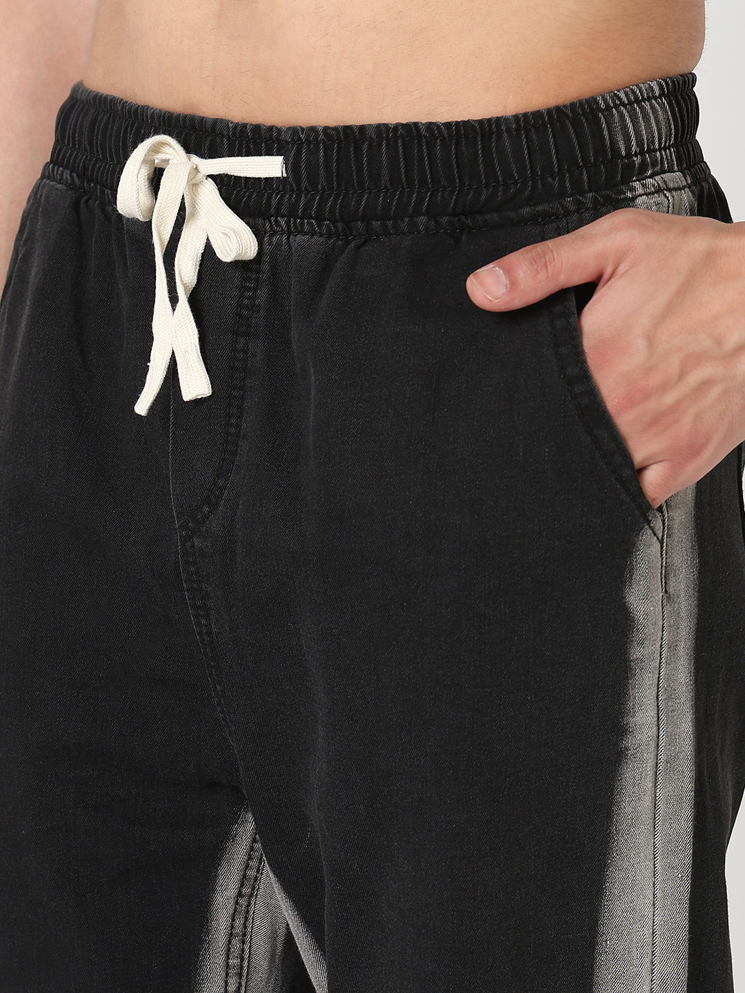 Men's Black Shaded Jeans with Drawstrings