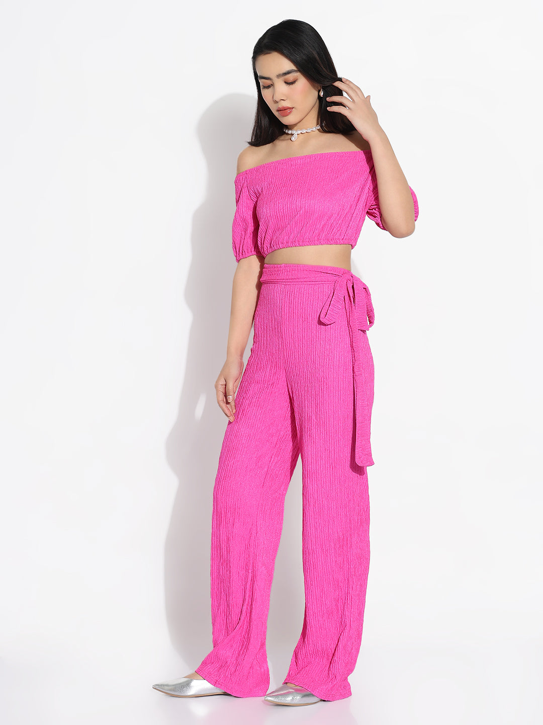 Women Pink Solid Co-ords Set