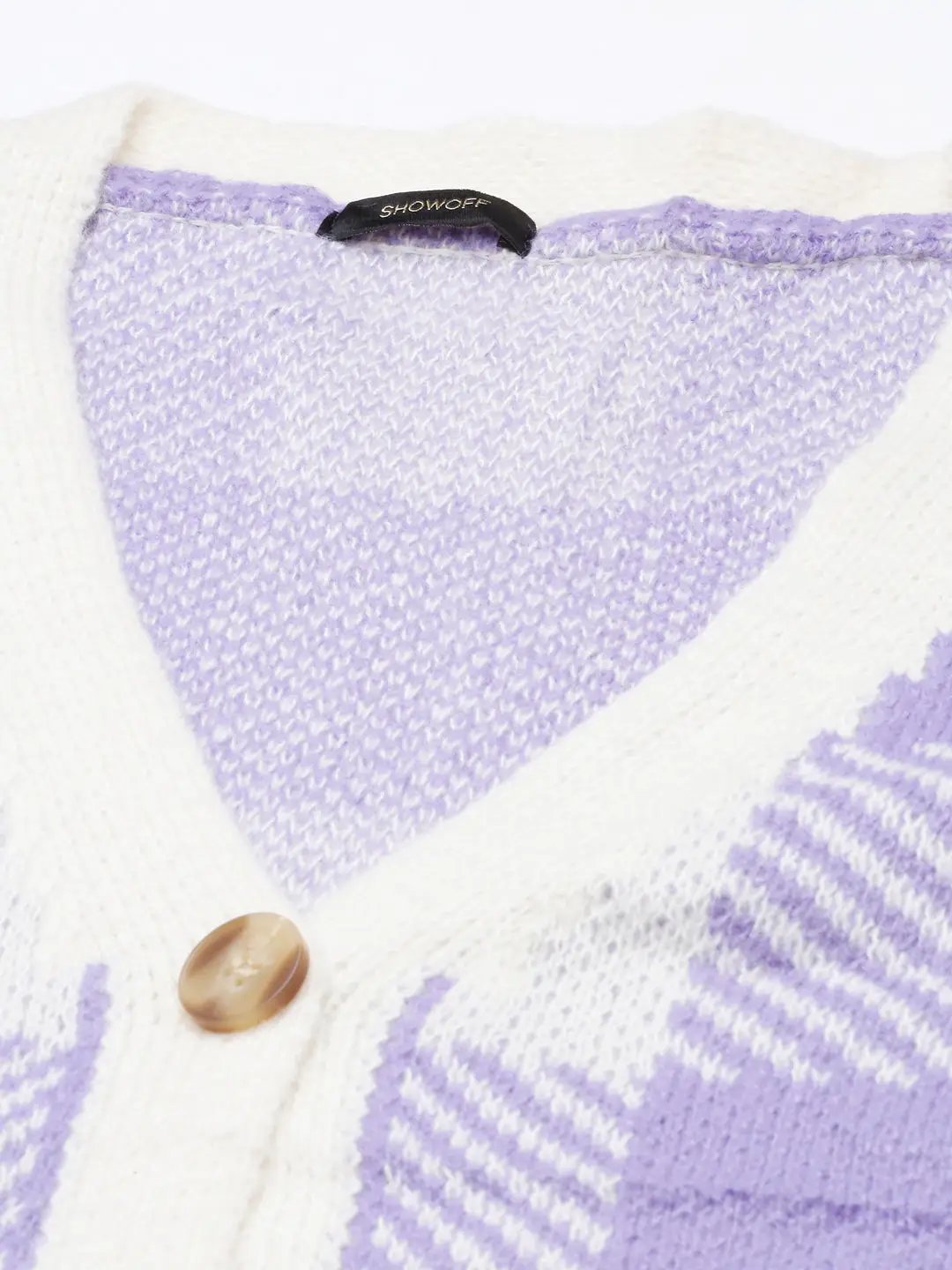 Women's Purple Checked Cardigan