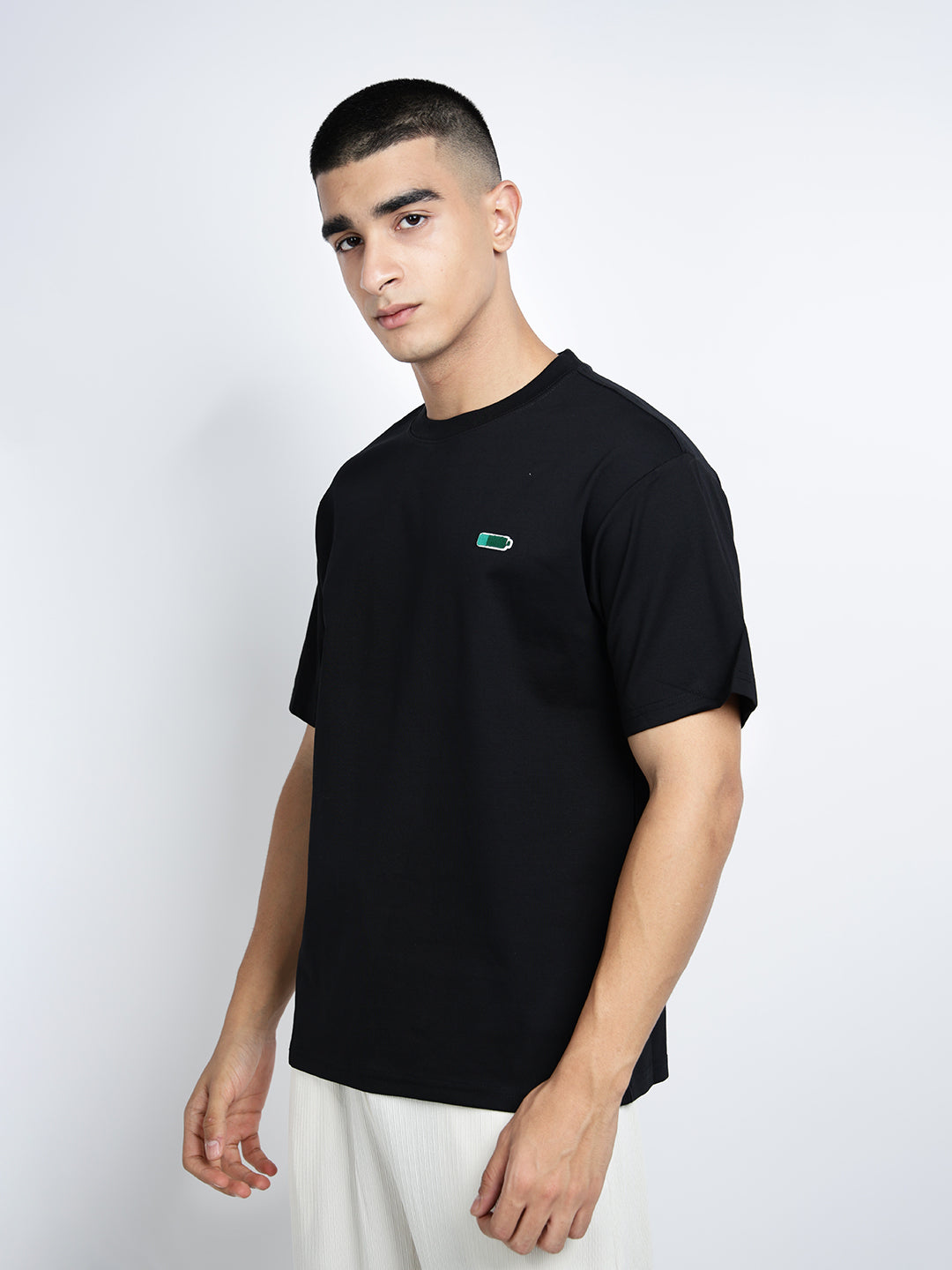 Men's Typography Black Short Sleeves Round Neck Relaxed Fit T-Shirt