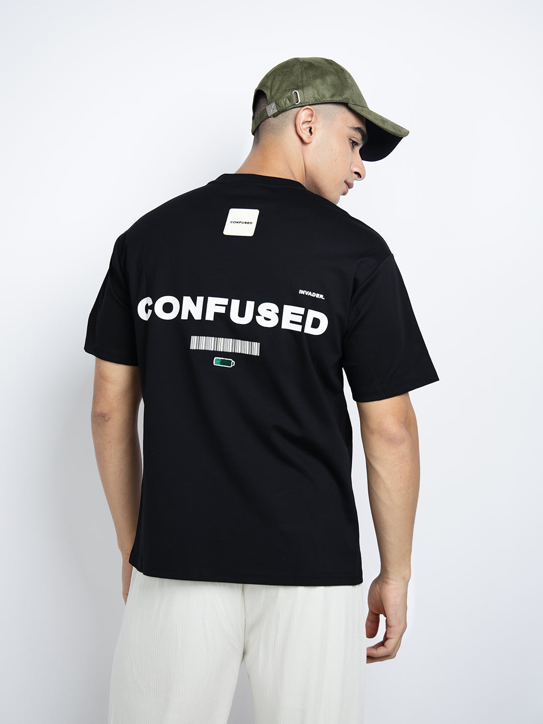 Men's Typography Black Short Sleeves Round Neck Relaxed Fit T-Shirt