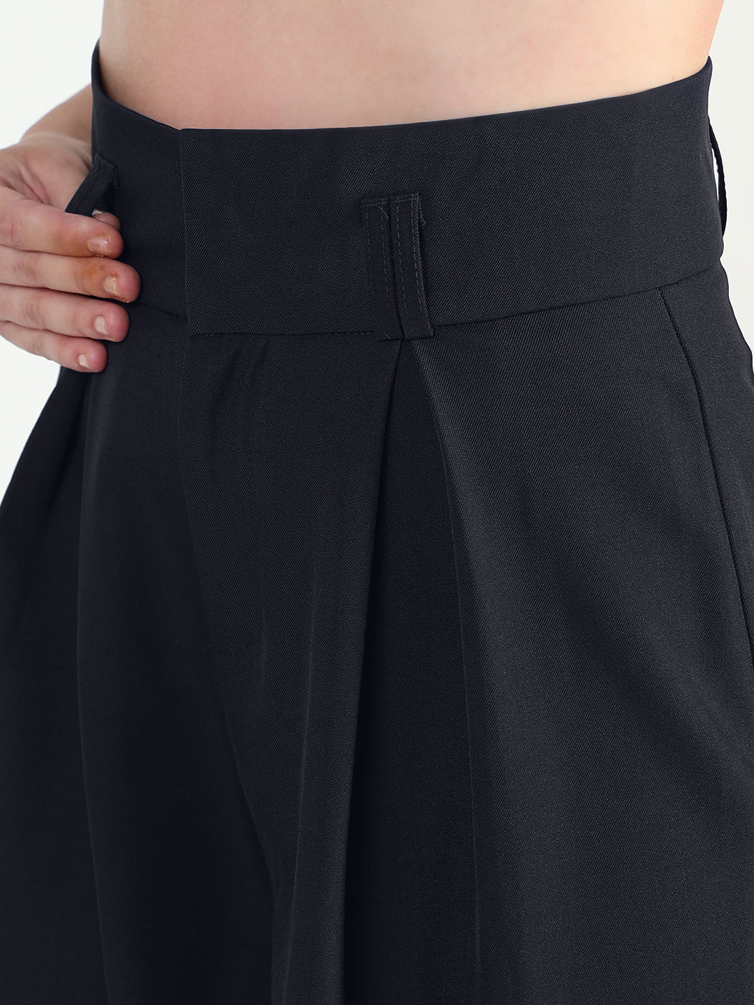 Women's Navy Blue Relaxed Fit Wide Leg Trousers