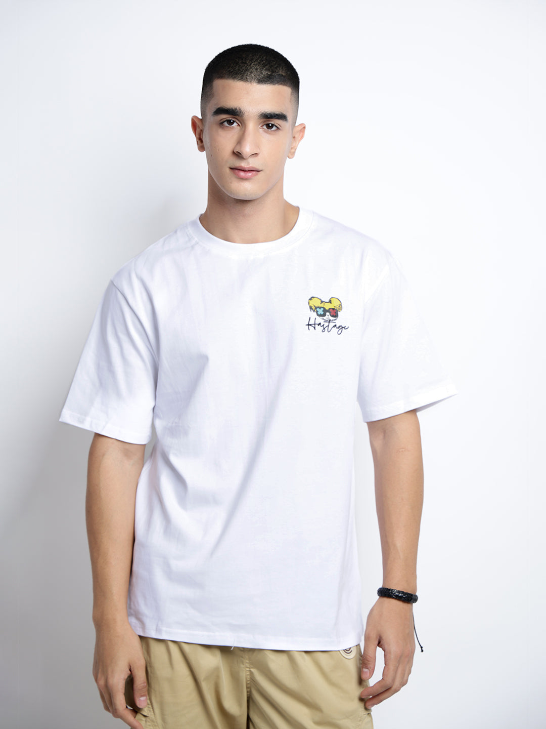 Men's Graphic Print White Short Sleeves Round Neck Regular Fit T-Shirt