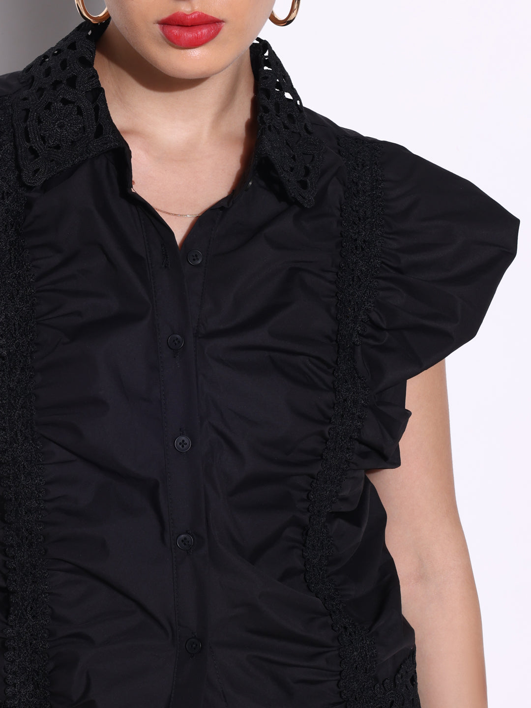 Women Solid Black Top