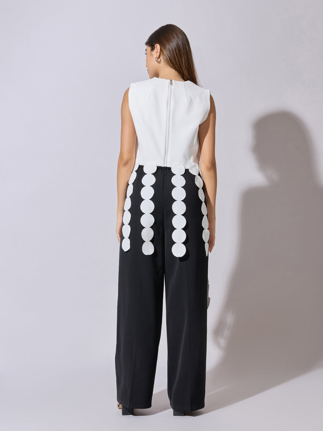 Women's White Sleeveless Top with Circular Tassel Detail