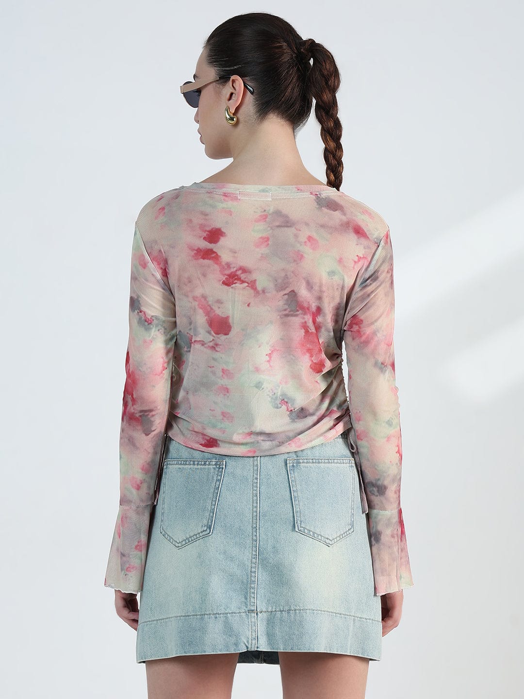 Women's Abstract print Mesh Top