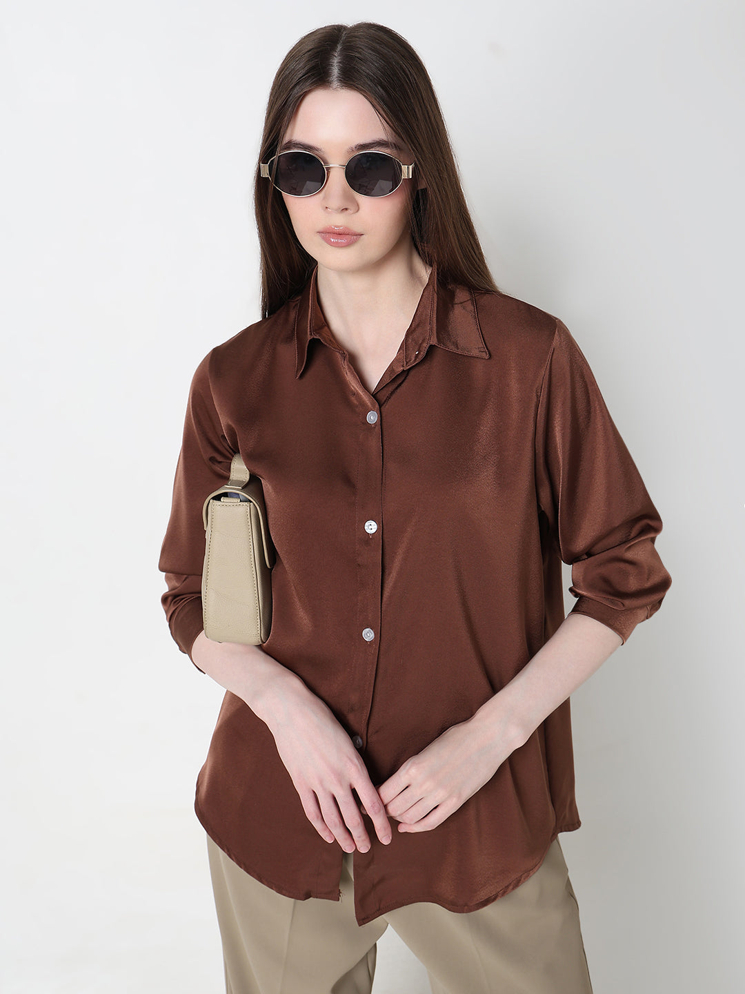 Women's Coffee Brown Relaxed Fit Shirt