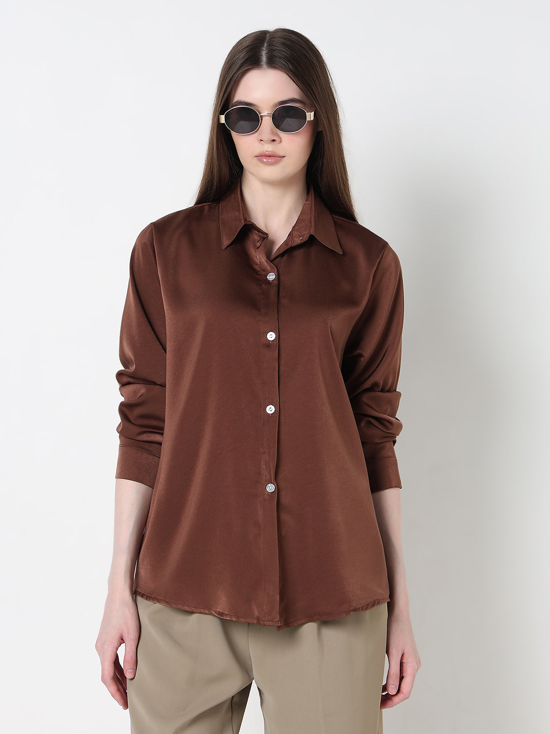 Women's Coffee Brown Relaxed Fit Shirt