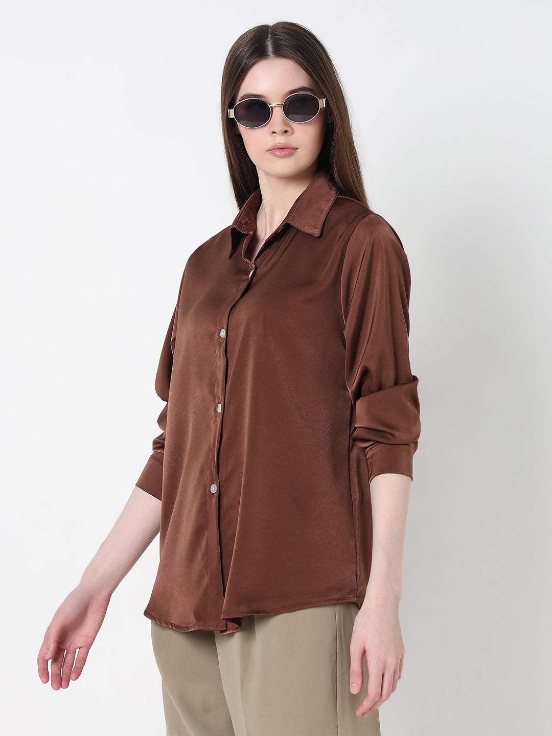 Women's Coffee Brown Relaxed Fit Shirt