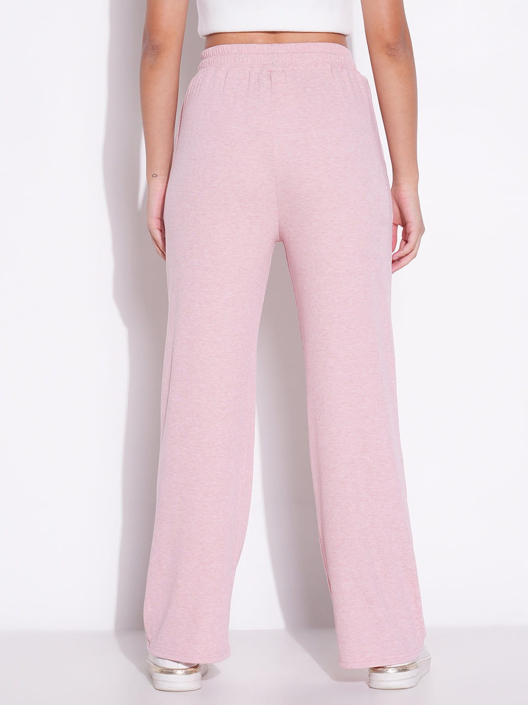 Women Pink Solid Parallel Trousers