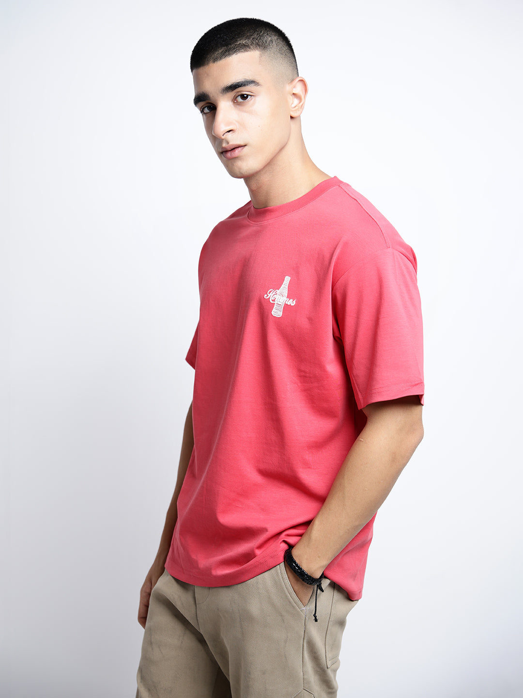 Men's Graphic Print Red Short Sleeves Round Neck Relaxed Fit T-Shirt