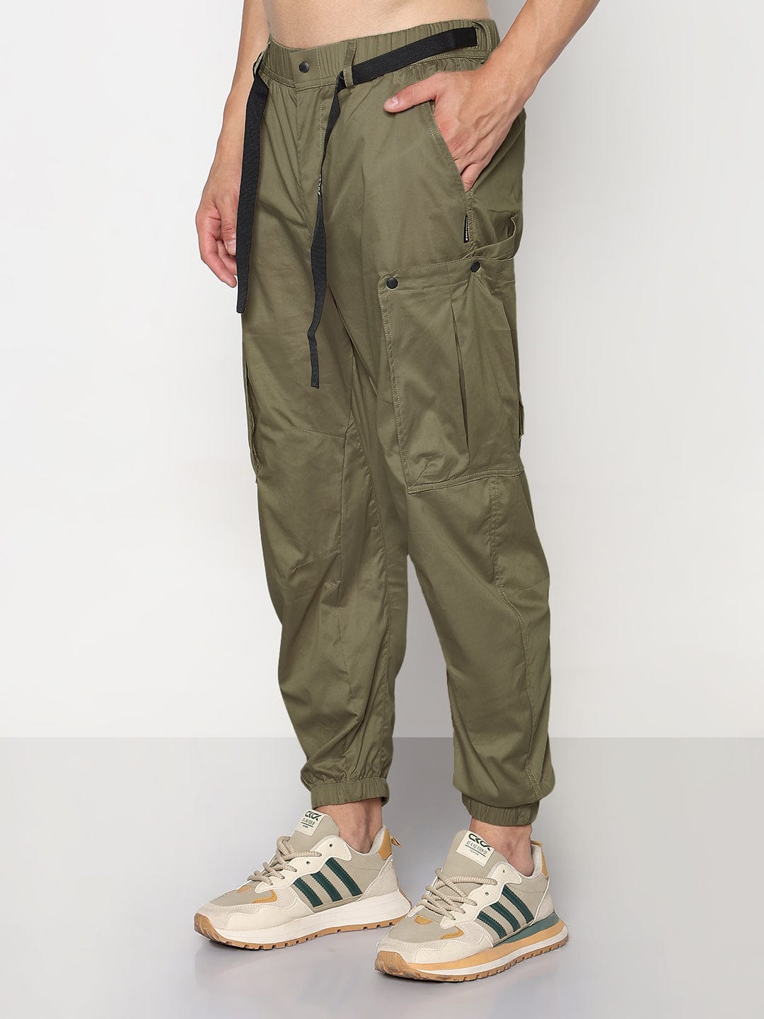Men's Green Relaxed Fit Cargos