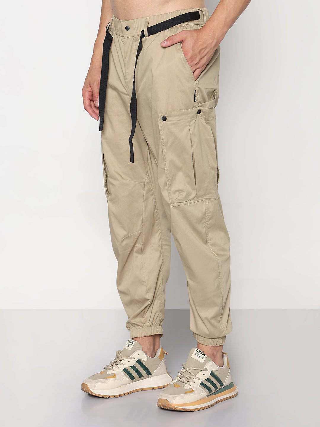 Men's Khaki Relaxed Fit Cargos