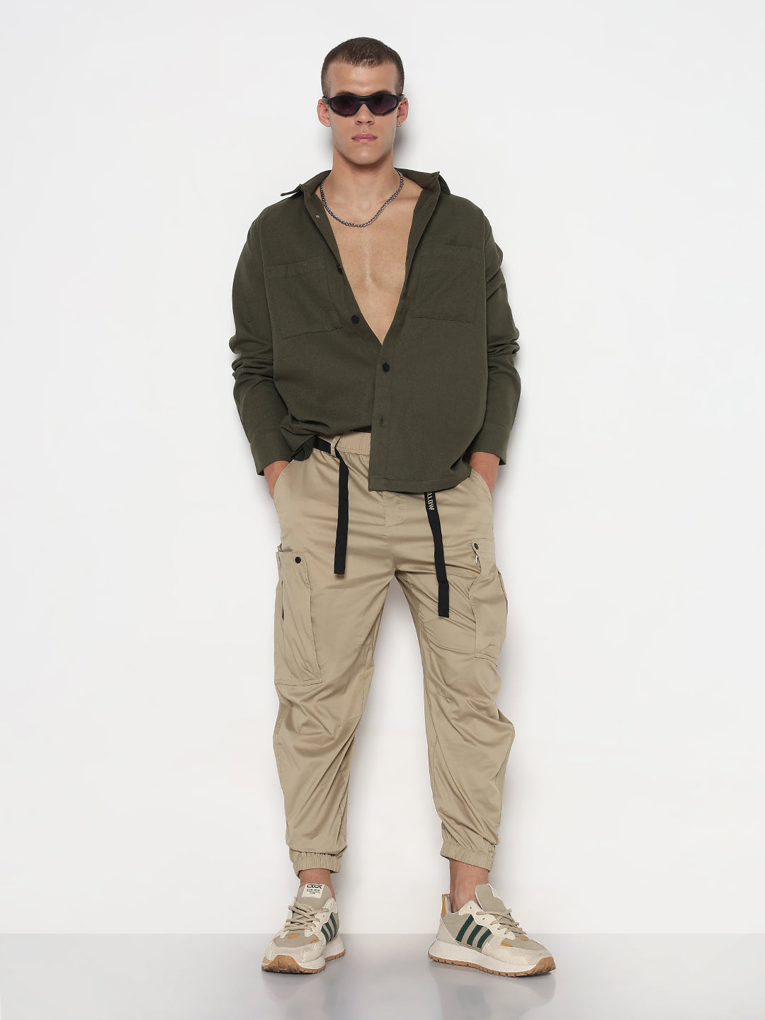 Men's Khaki Relaxed Fit Cargos
