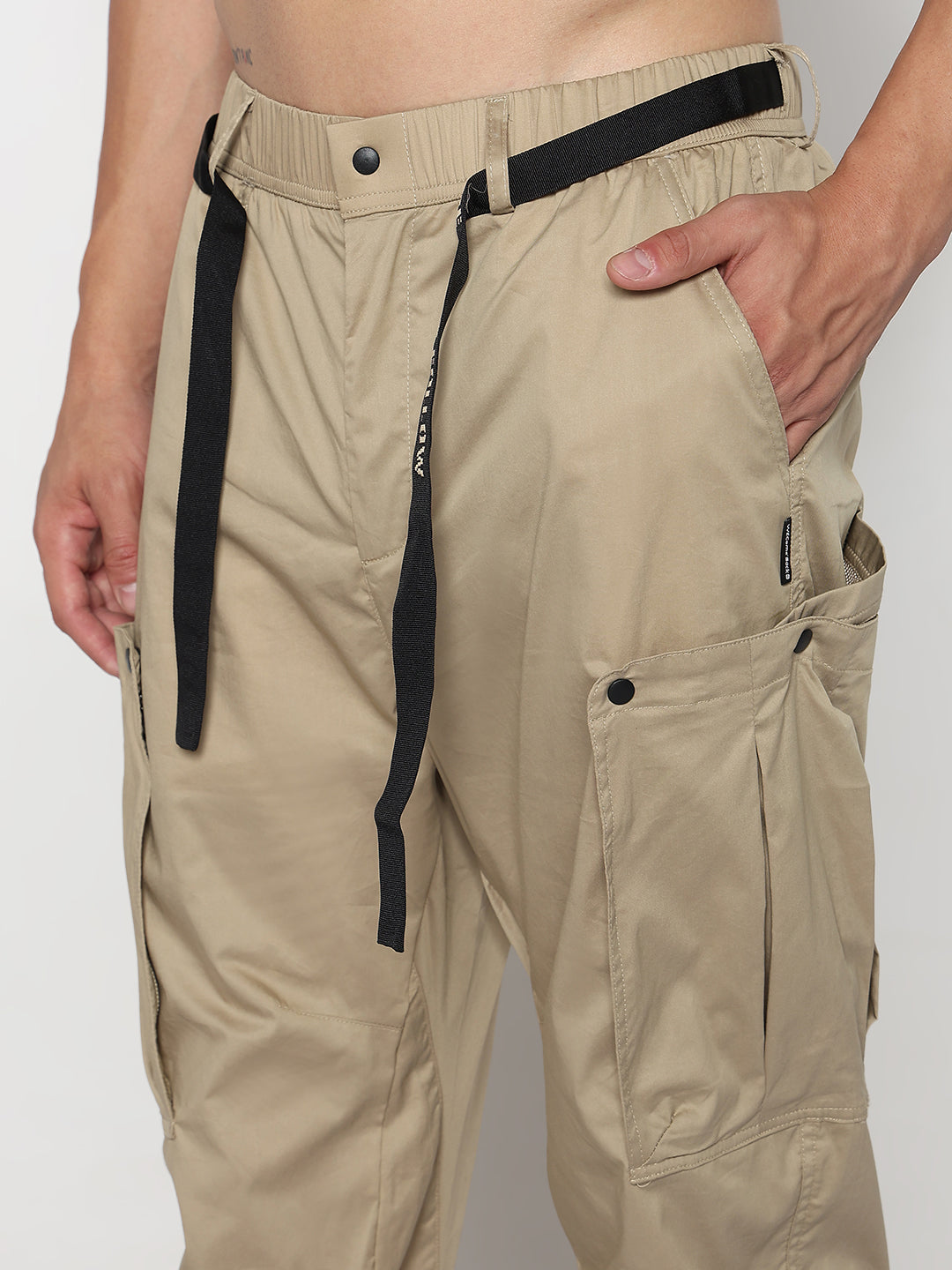 Men's Khaki Relaxed Fit Cargos