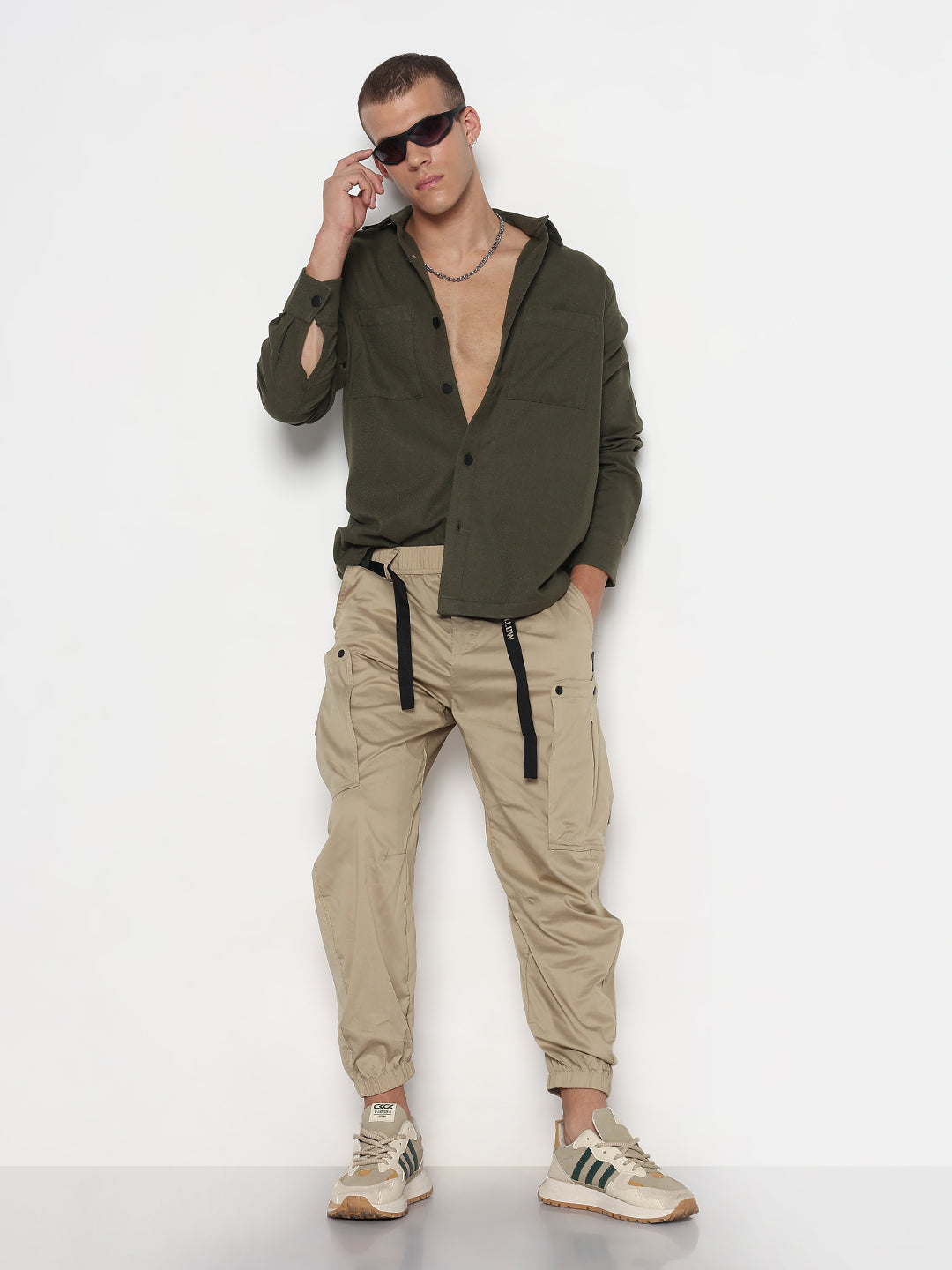 Men's Khaki Relaxed Fit Cargos