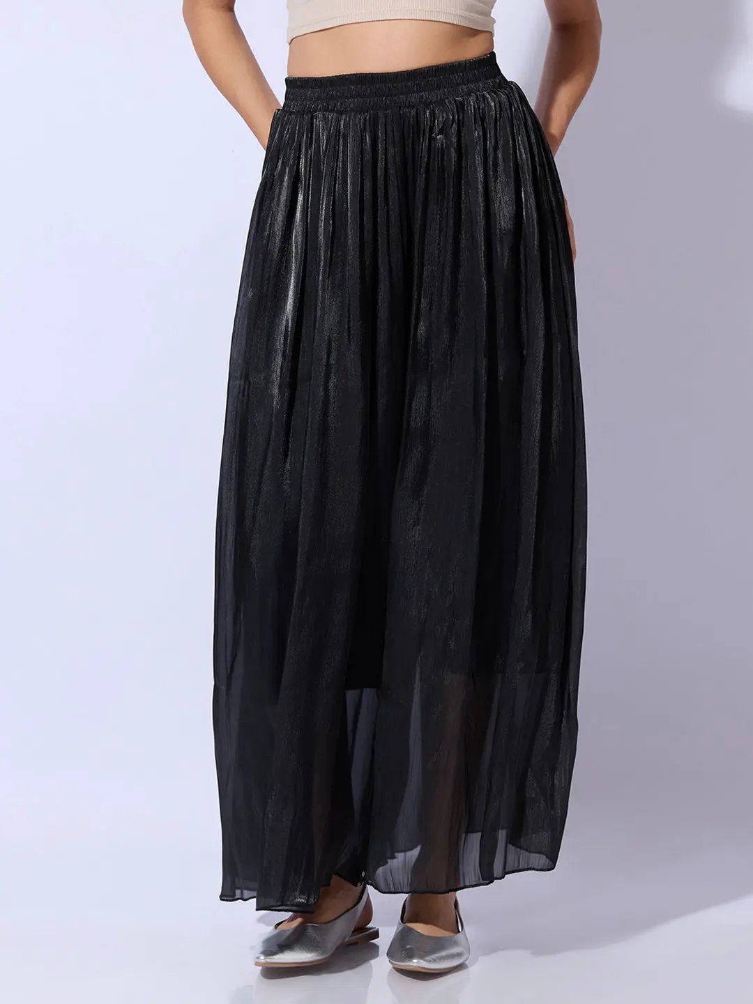 Women's Black Sheer Wide-Leg Palazzo Pants - Uncategorized from SHOWOFFFF