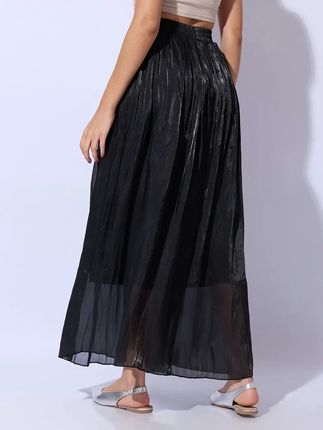 Women's Black Sheer Wide-Leg Palazzo Pants - Uncategorized from SHOWOFFFF