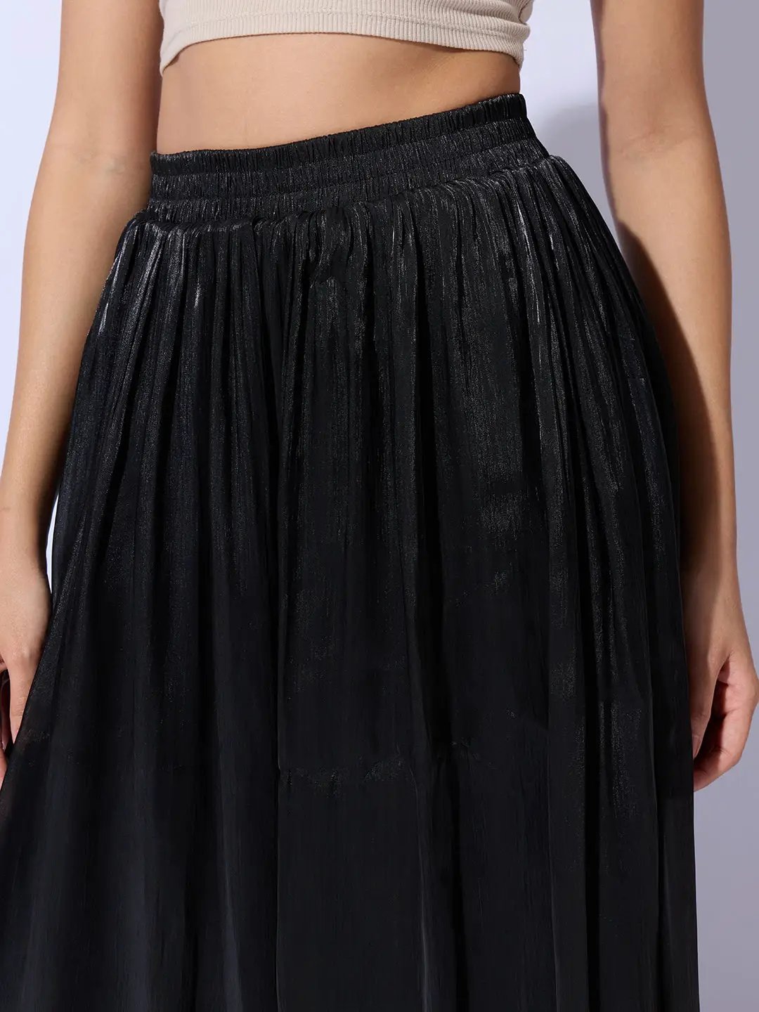 Women's Black Sheer Wide-Leg Palazzo Pants - Uncategorized from SHOWOFFFF
