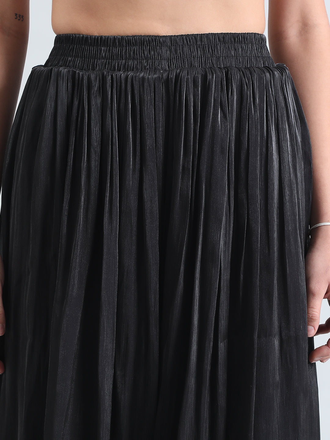 Women's Black Sheer Wide-Leg Palazzo Pants