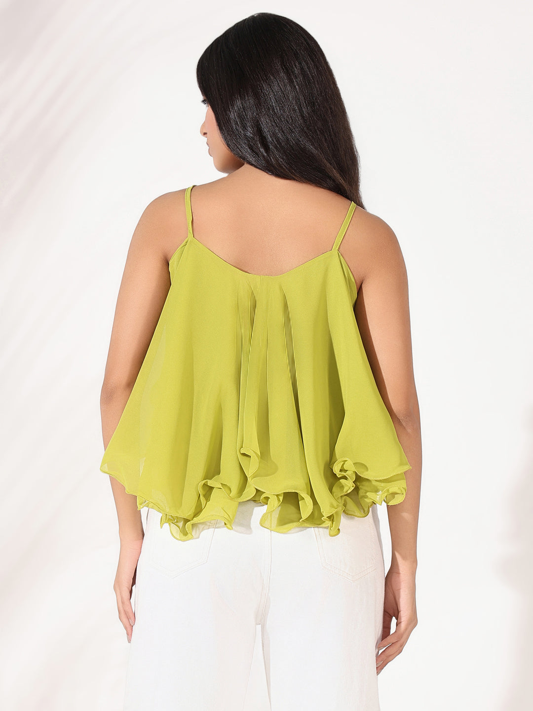 Women Green Solid A Line Top