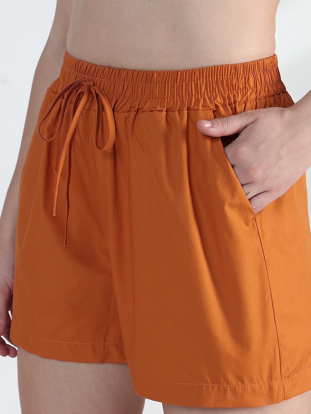 Women's Rust Crop Top with Shorts Co-Ords Set