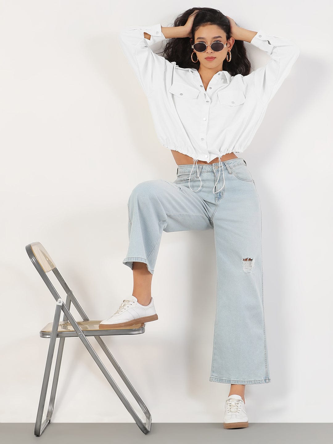 Women's Spread Collar White Tailored Jacket