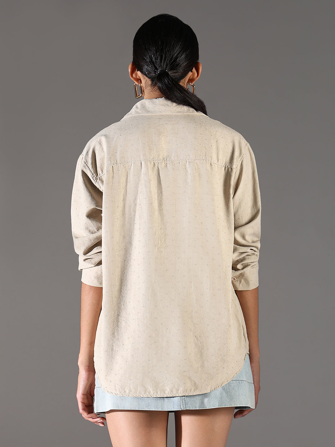 Women Beige Solid Shirt