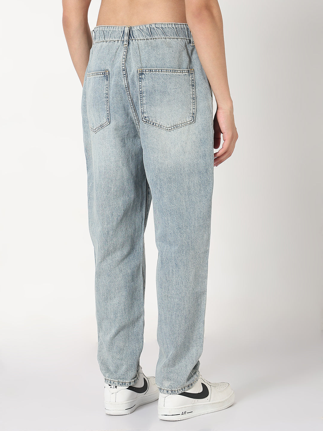 Shop Men's Blue Washed Tapered Fit Front Seam Jeans | Showoffff