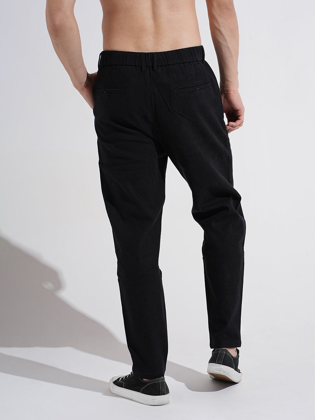 Men's Black Tapered Fit Trousers