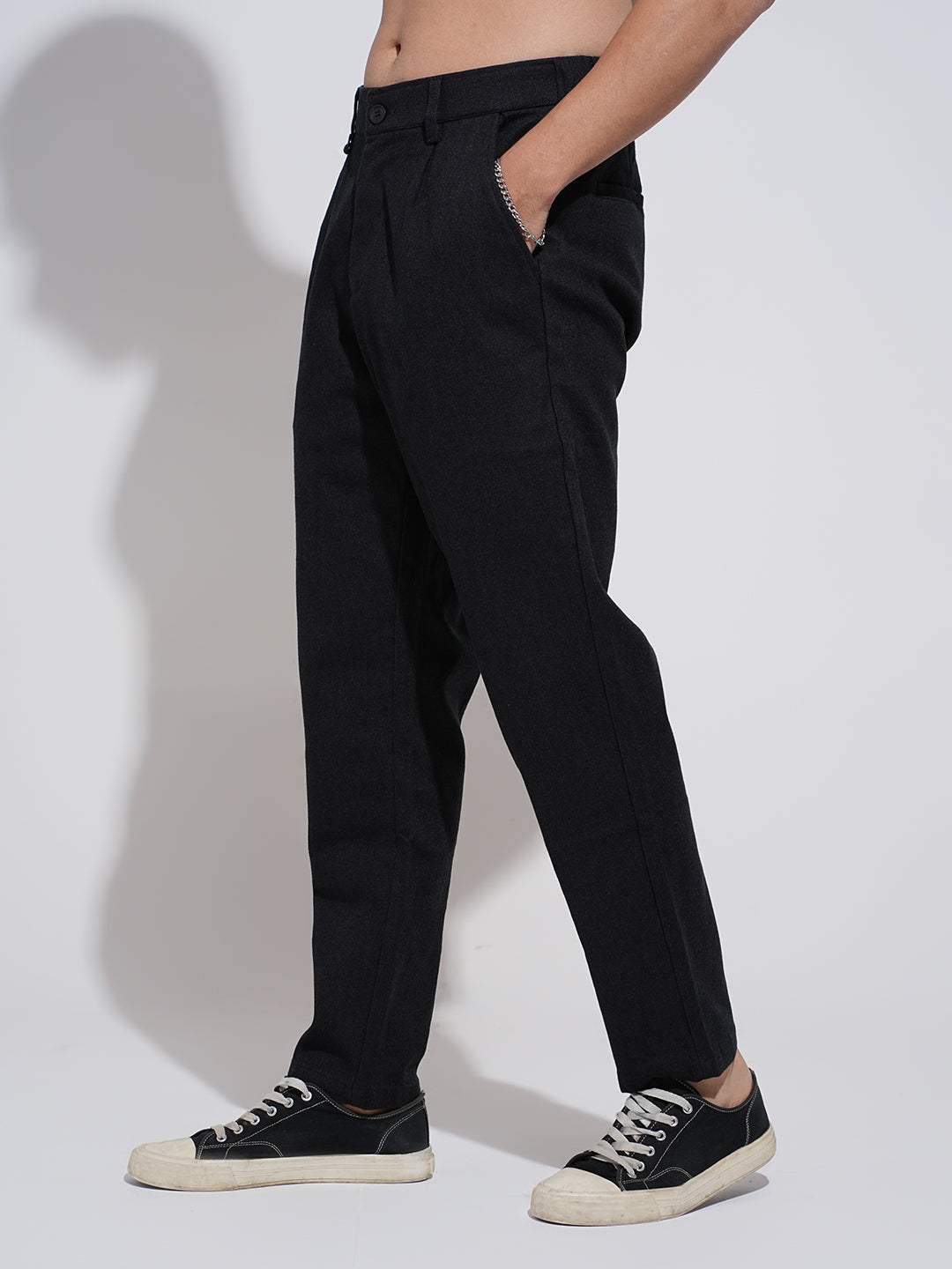 Men's Black Tapered Fit Trousers