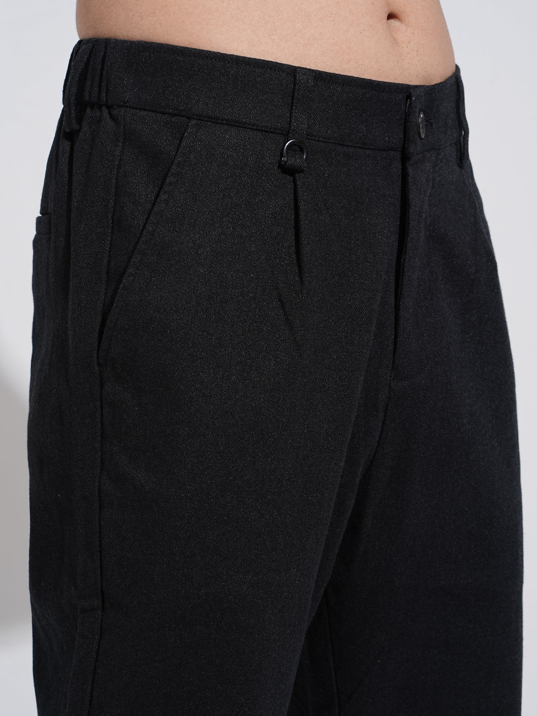 Men's Black Tapered Fit Trousers