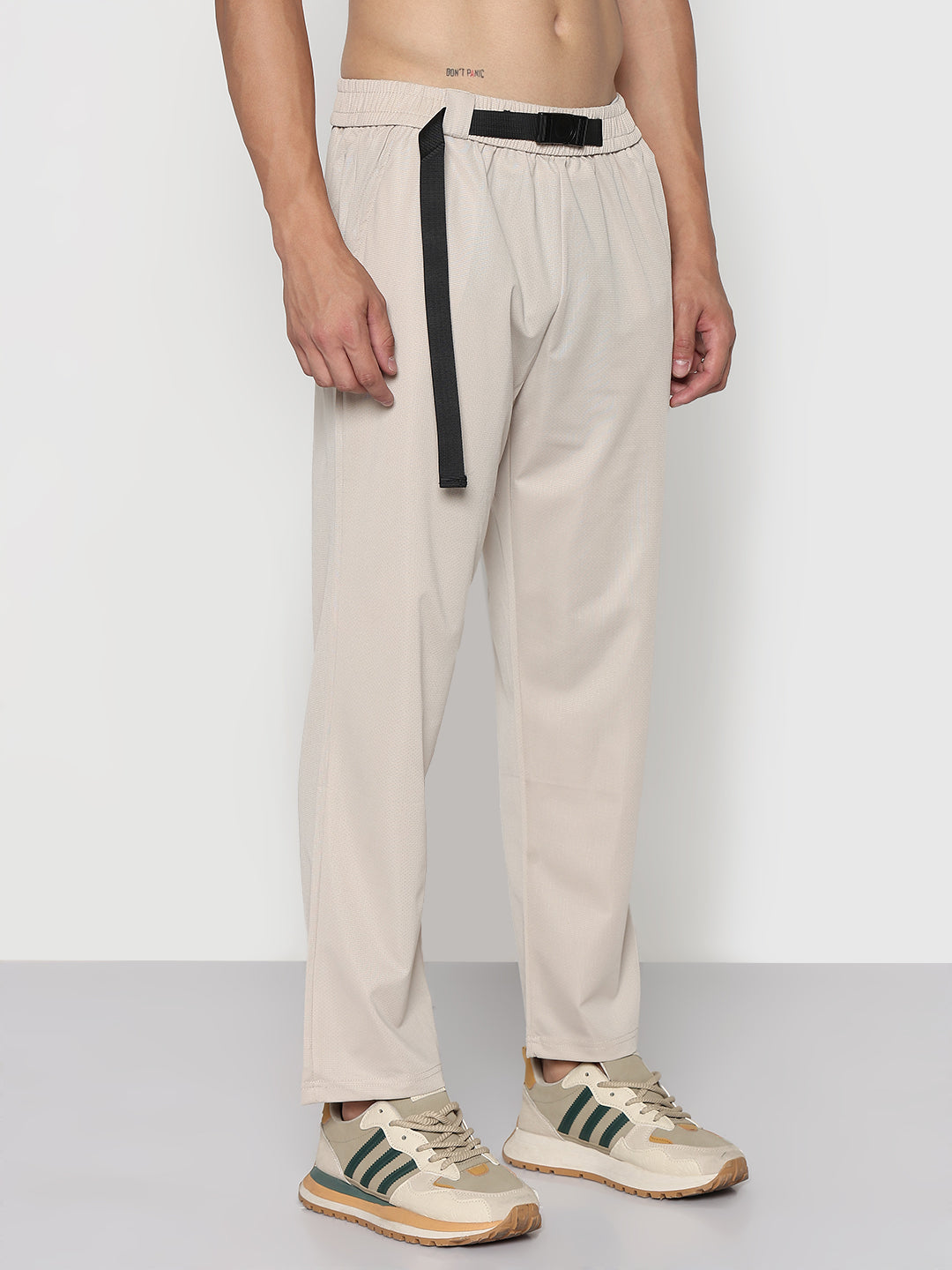 Men's Beige Straight Fit Korean Trouser