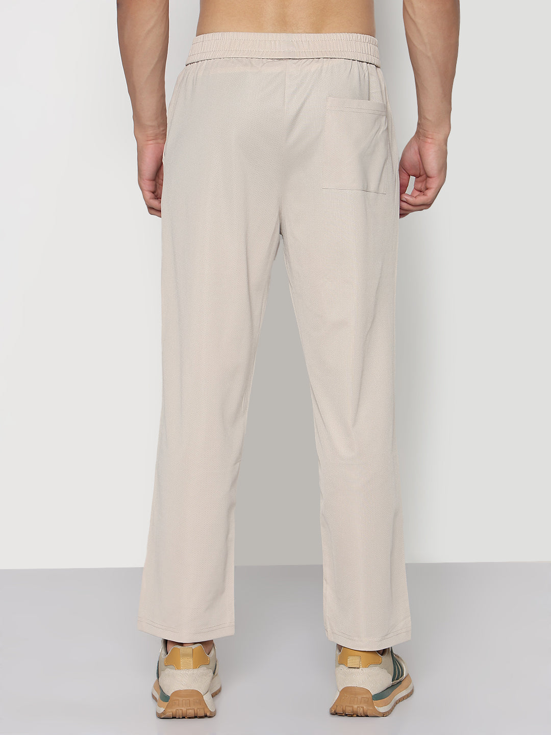 Men's Beige Straight Fit Korean Trouser