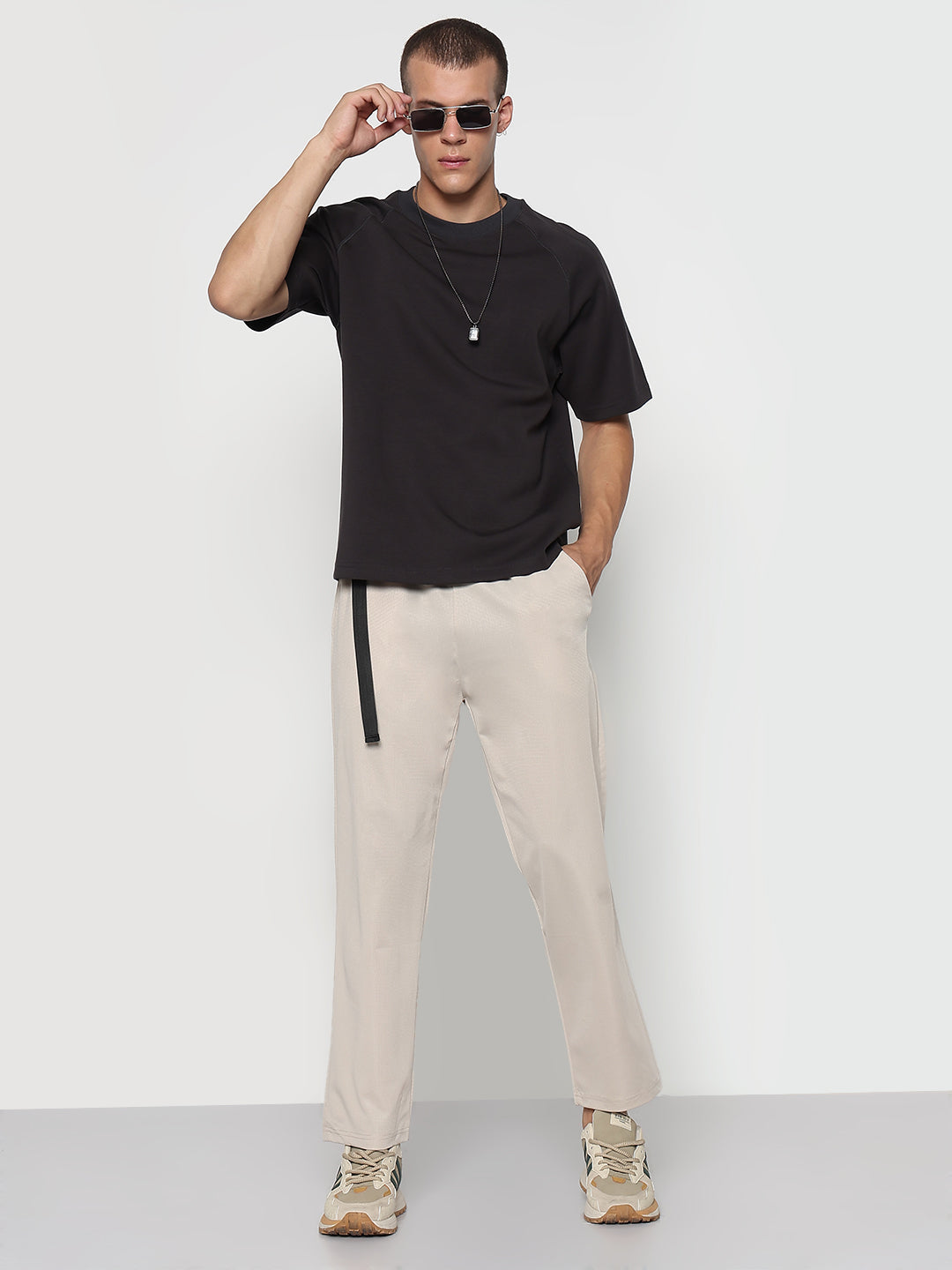 Men's Beige Straight Fit Korean Trouser