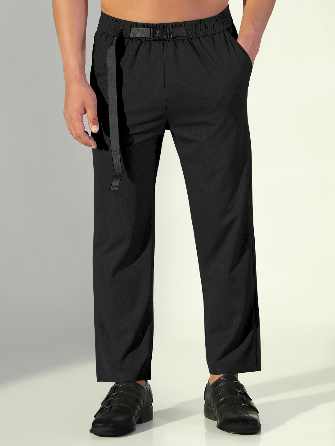 Men's Black Straight Fit Korean Trouser