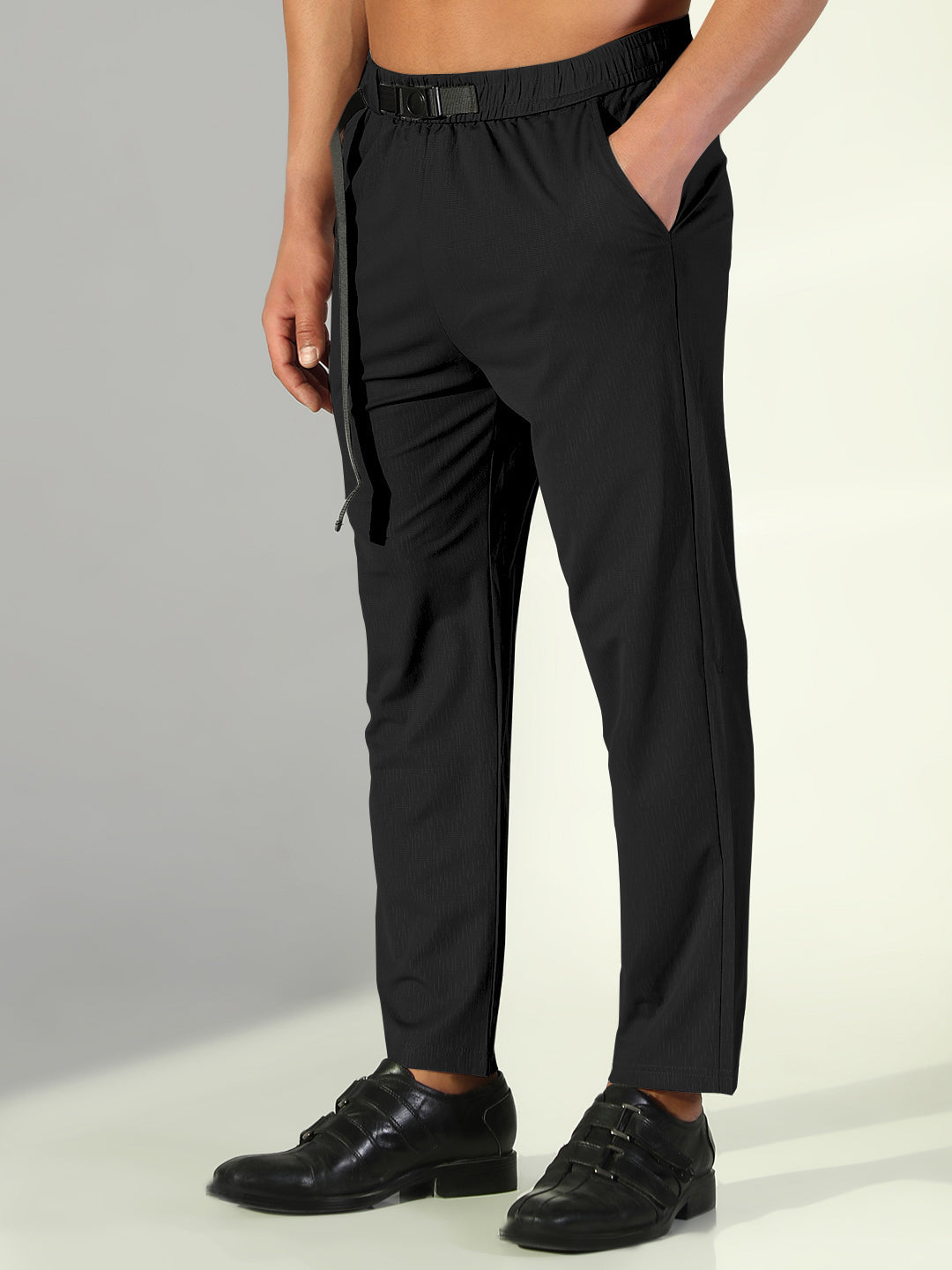 Men's Black Straight Fit Korean Trouser