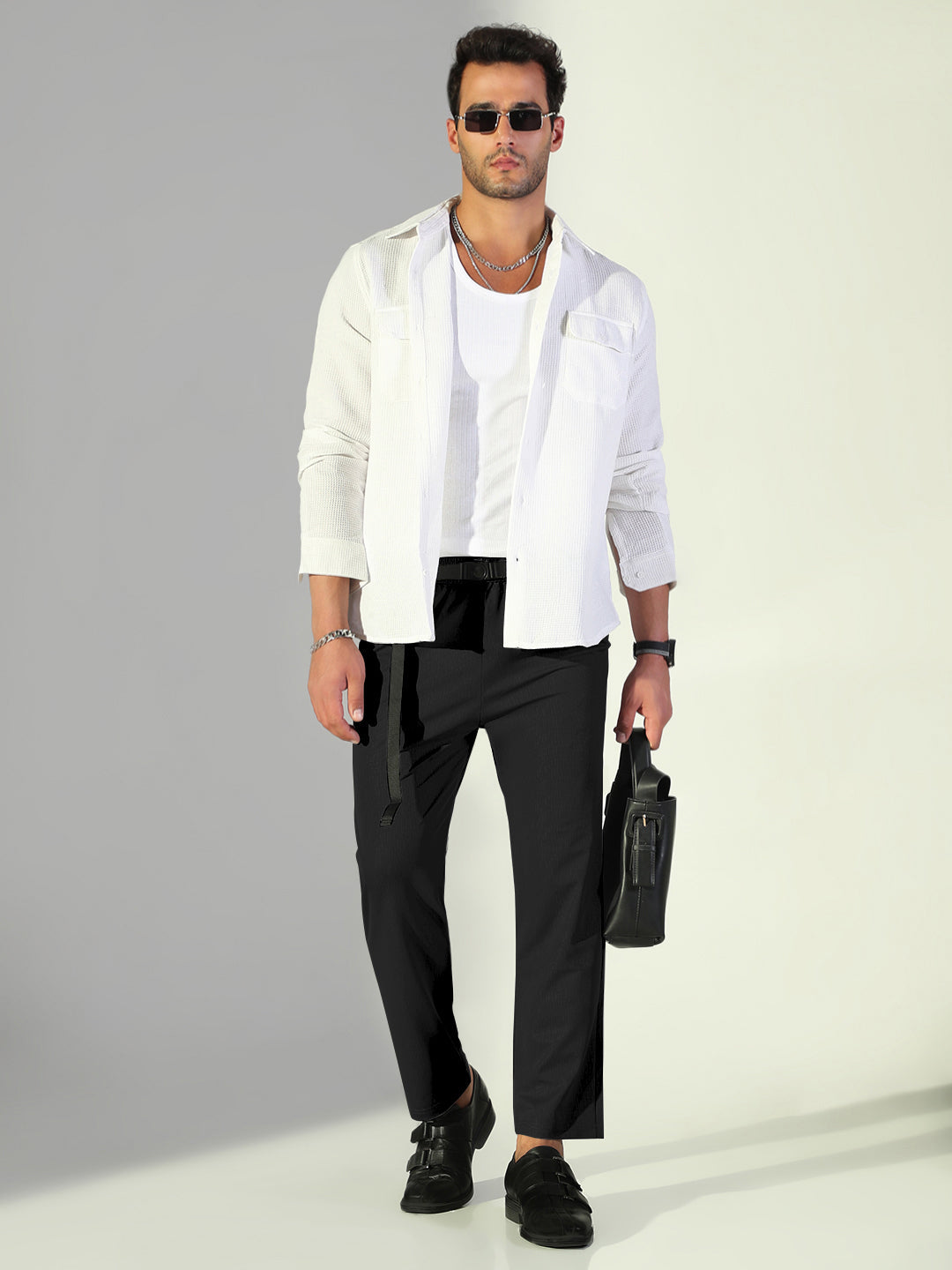 Men's Black Straight Fit Korean Trouser