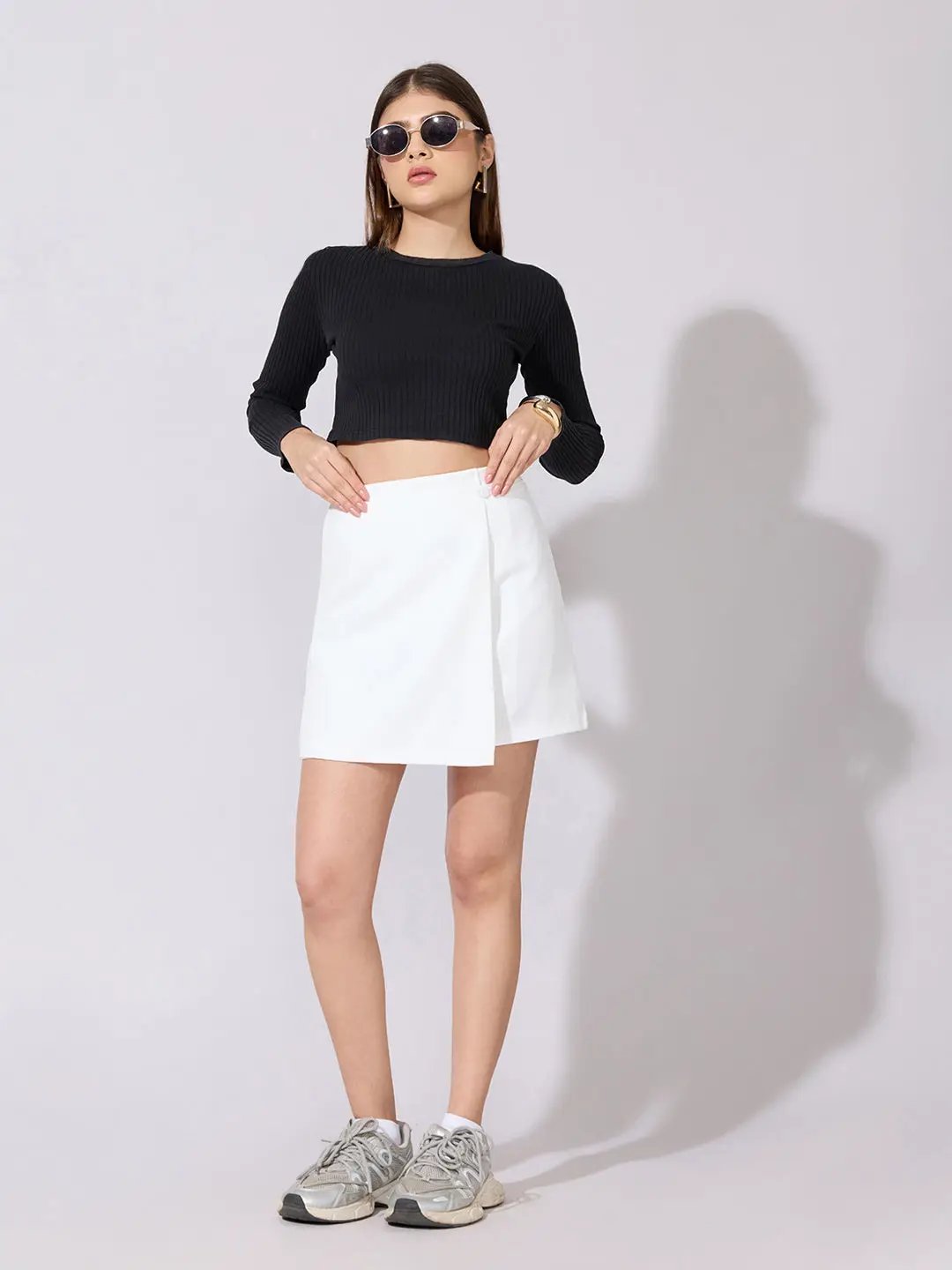 Women's White Wrap Mini Skirt - from SHOWOFFFF