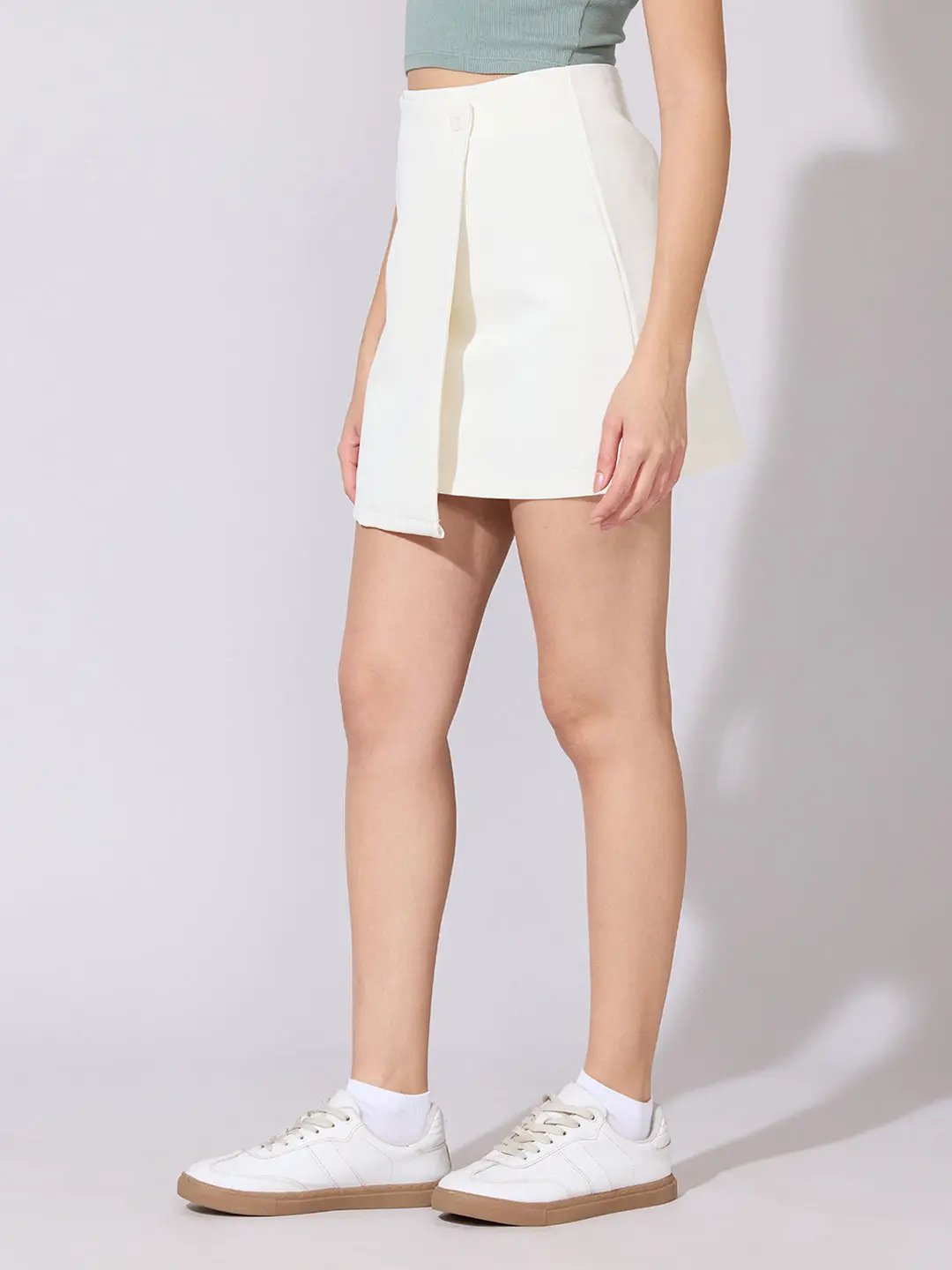 Women's White Wrap Mini Skort - from SHOWOFFFF