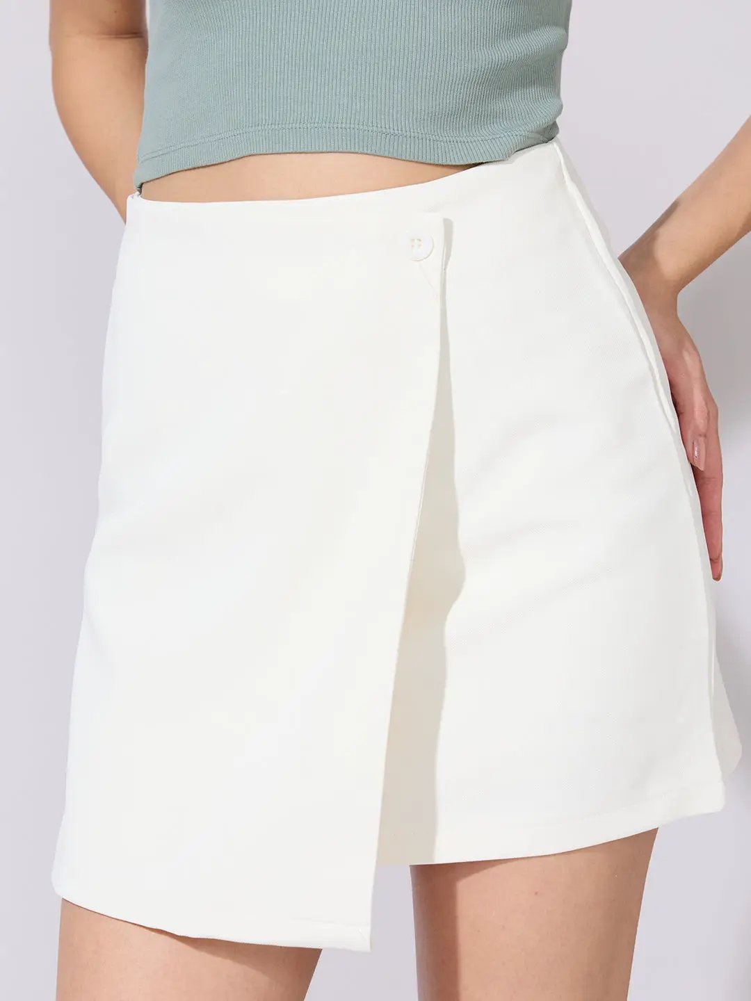 Women's White Wrap Mini Skort - from SHOWOFFFF