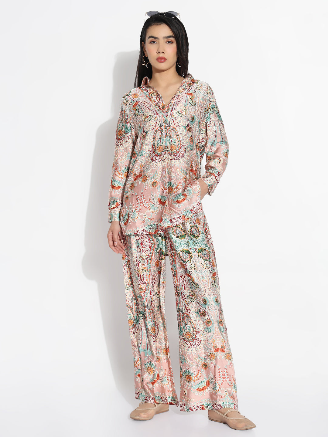 Women Peach Printed Co-ords Set