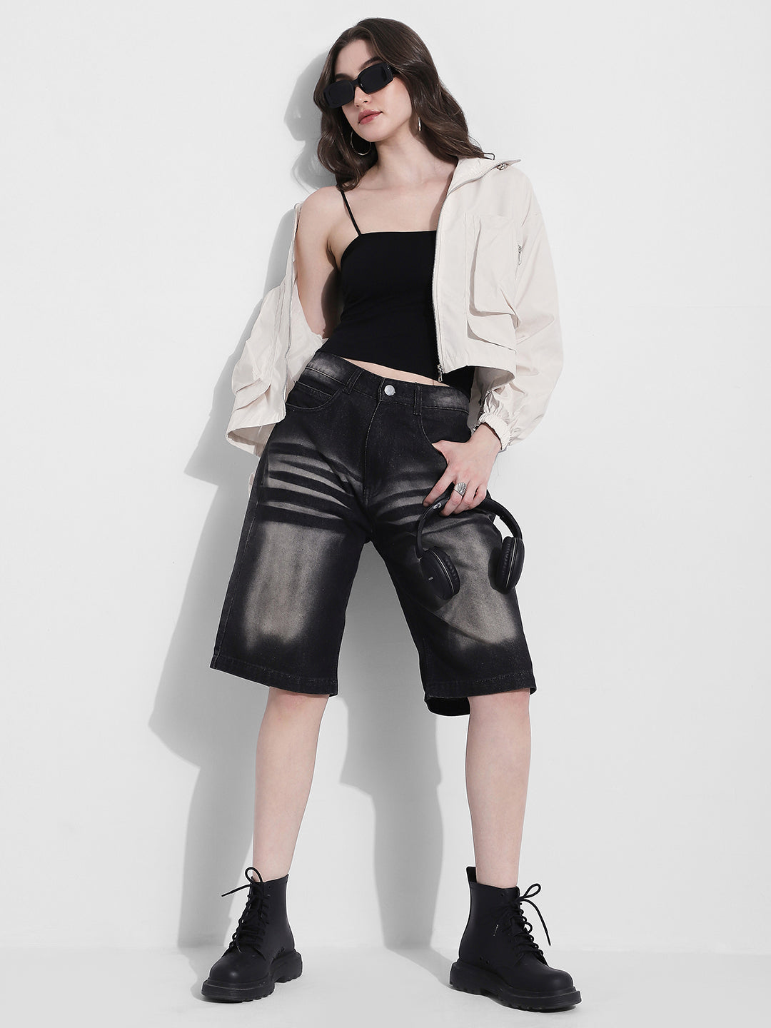 Women's Off White Utility Jacket with Oversized Pocket Detail