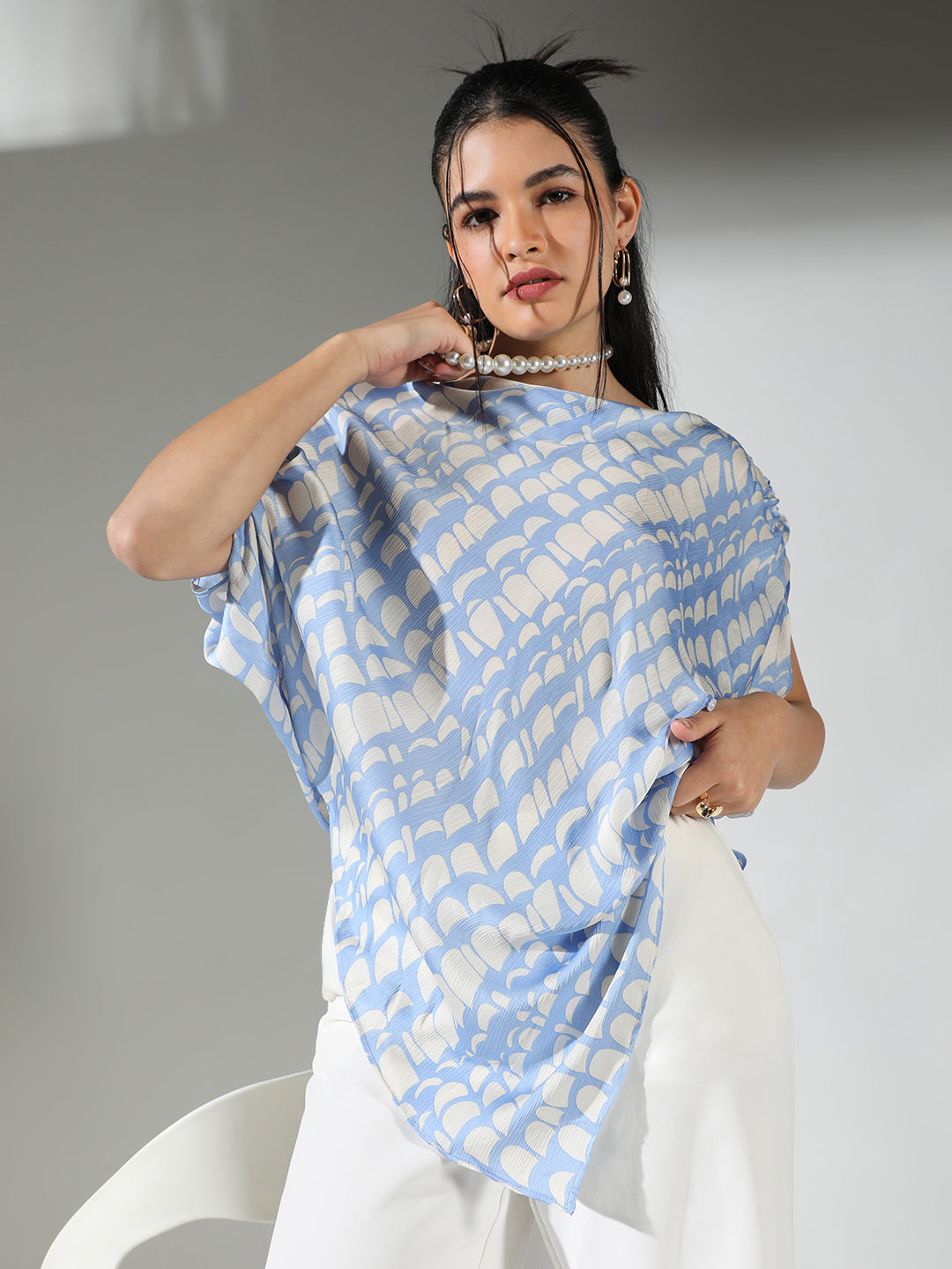 Women Blue Abstract Top