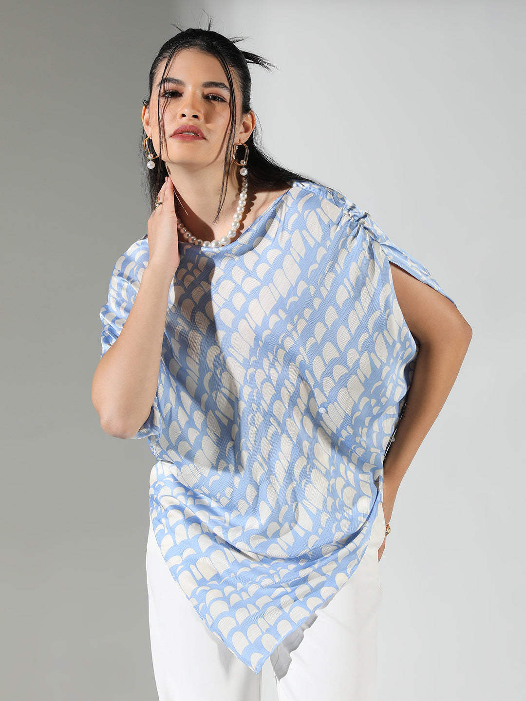 Women Blue Abstract Top