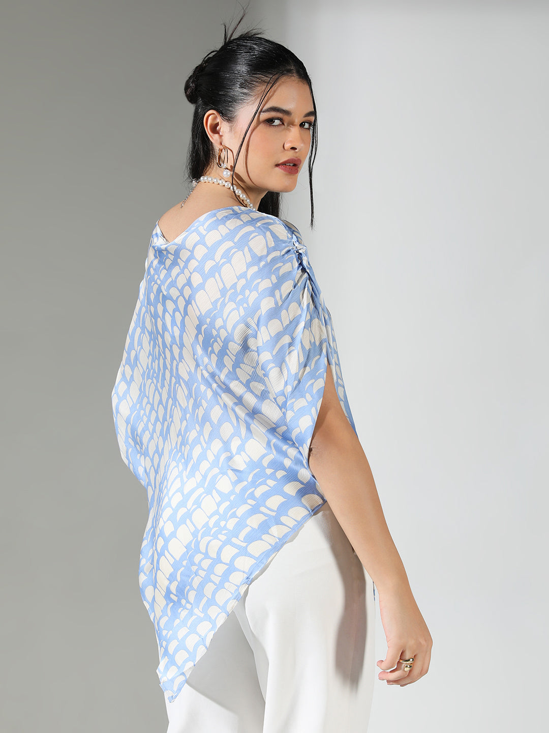 Women Blue Abstract Top