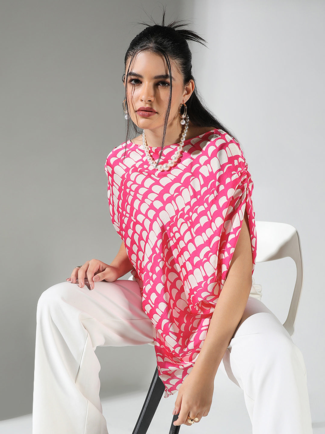 Women Pink Abstract Top