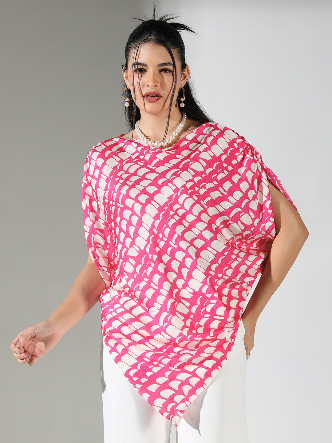 Women Pink Abstract Top