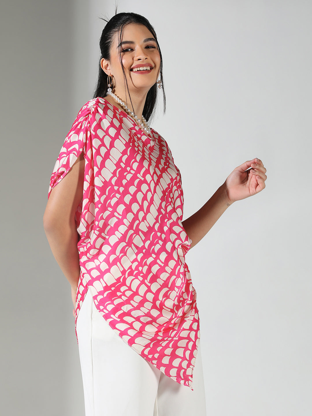 Women Pink Abstract Top