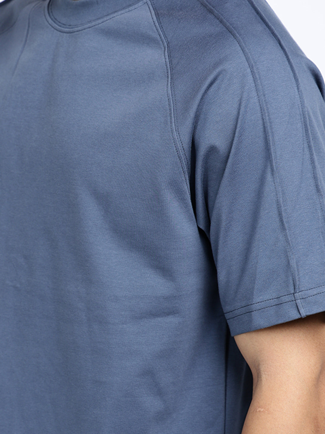 Men's Blue Short Sleeves Crew Neck Oversized T-Shirt